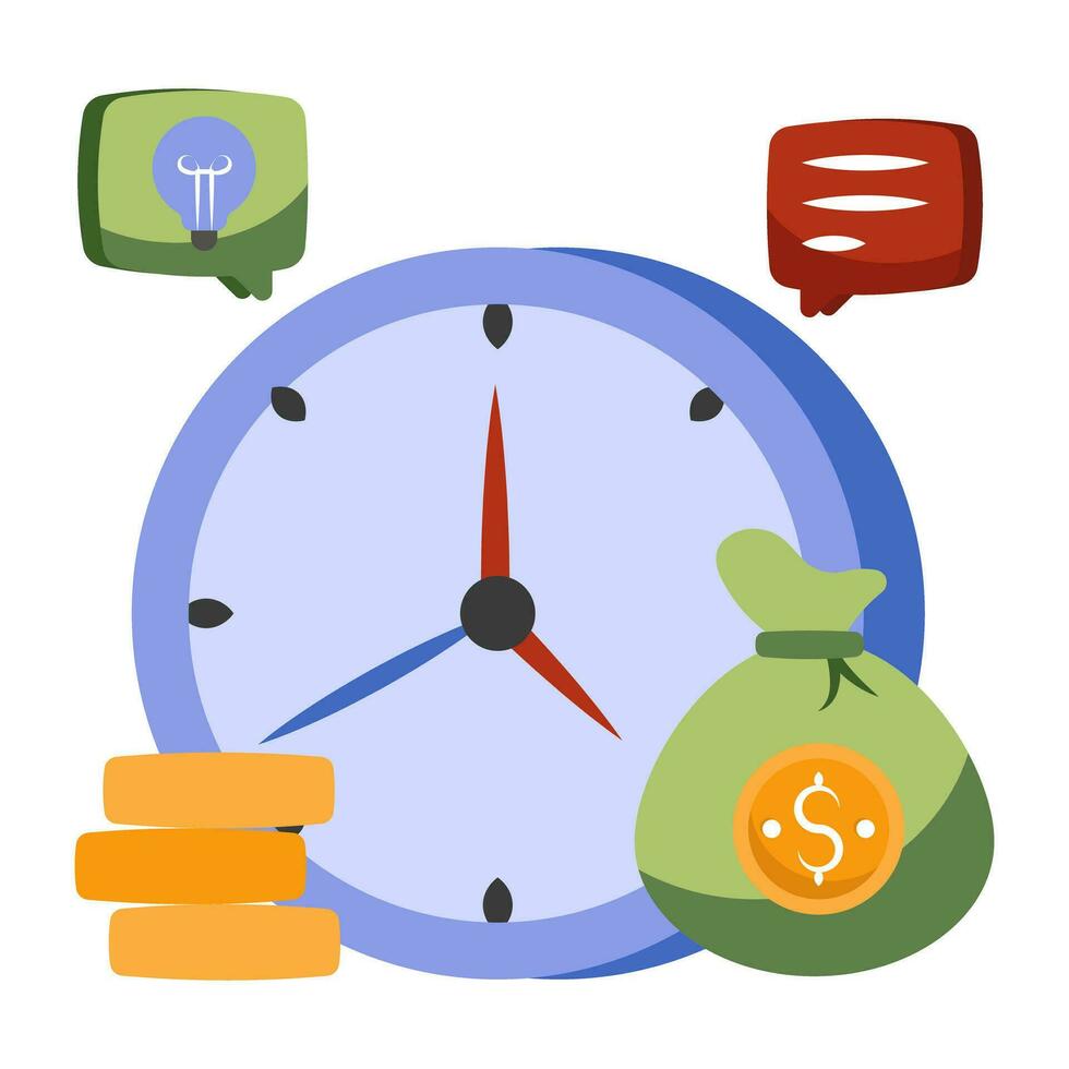 Conceptual flat design icon of time is money vector