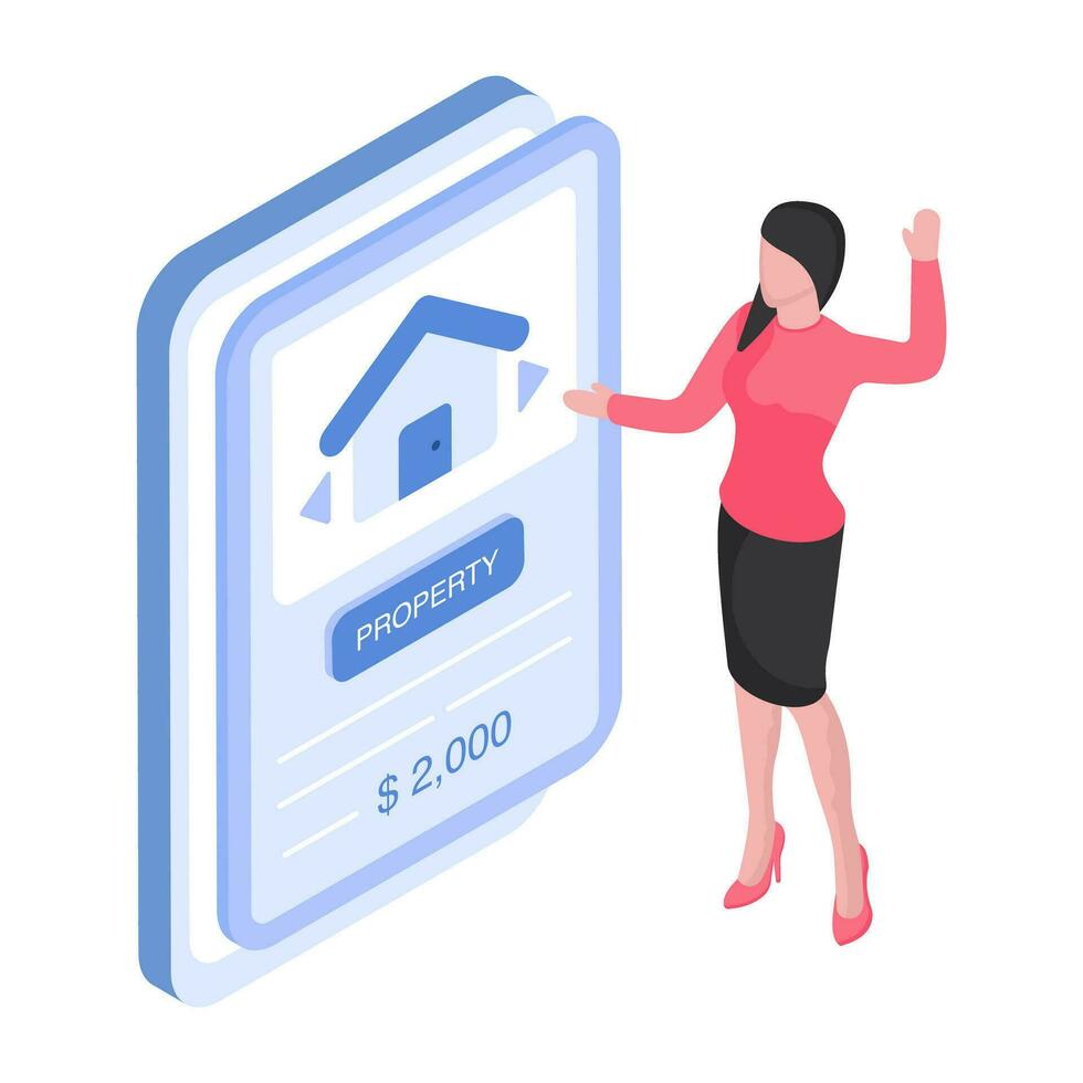 Conceptual flat design illustration of buy property online vector