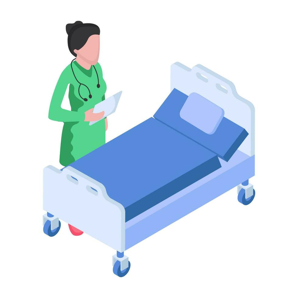 A flat design illustration of hospital bed vector