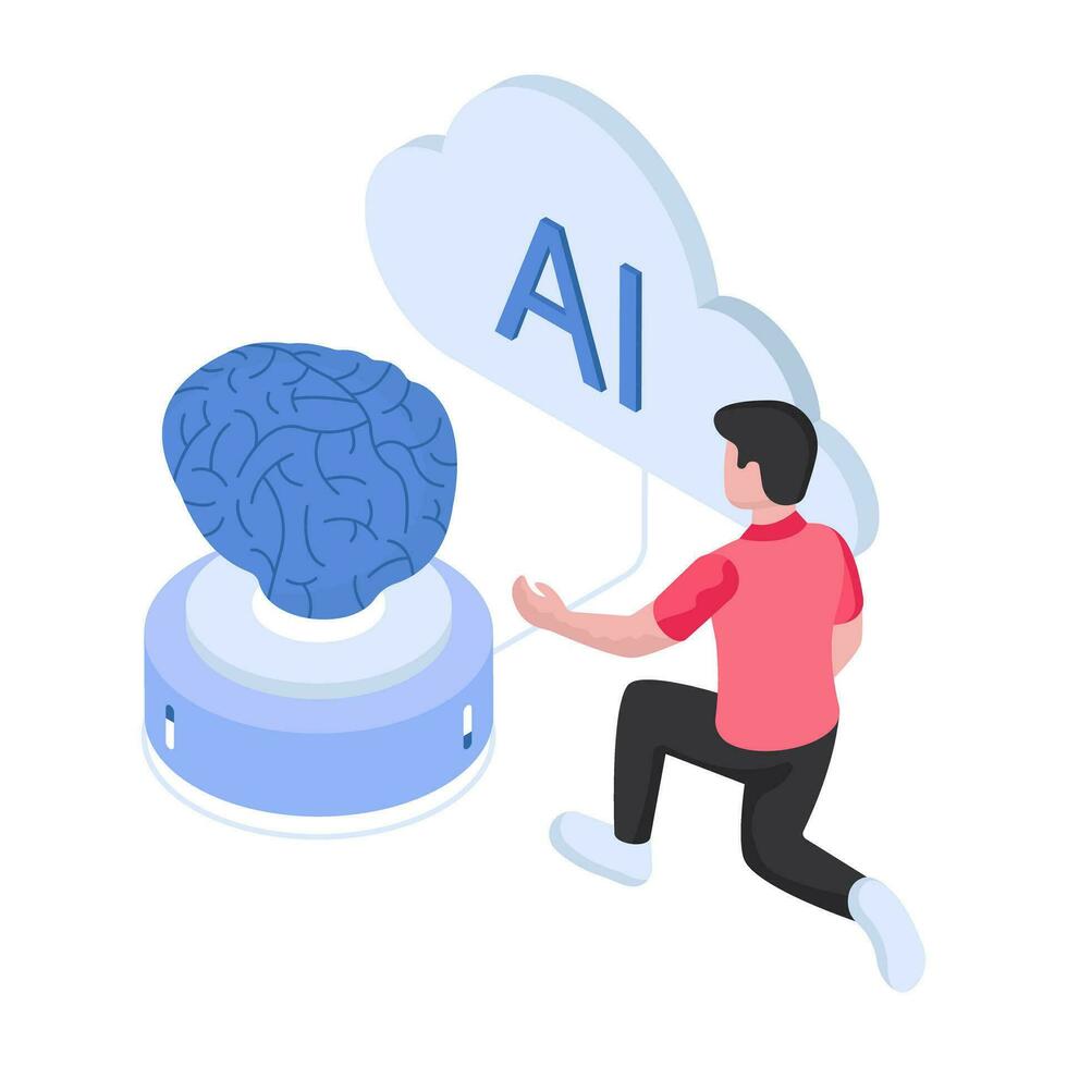 A premium download illustration of cloud ai vector