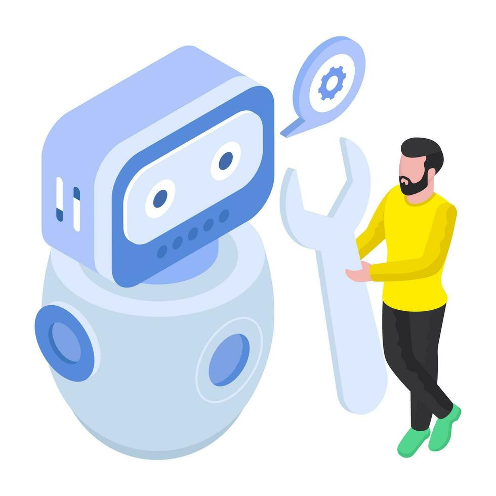 A unique design illustration of fix robot vector