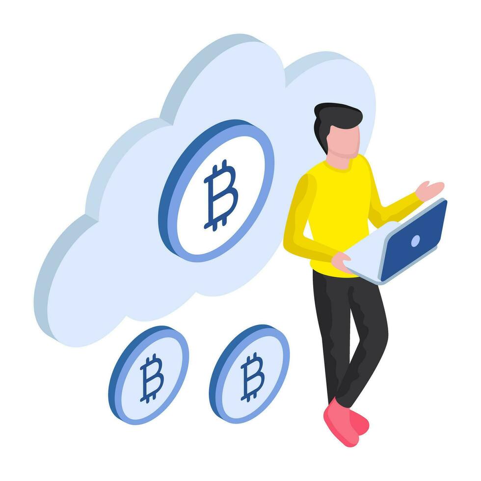 Editable design illustration of cloud bitcoin vector