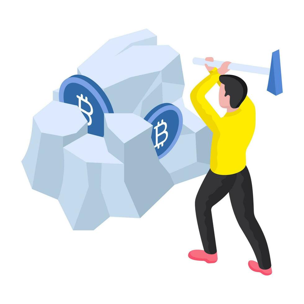 Trendy vector design of bitcoin mining