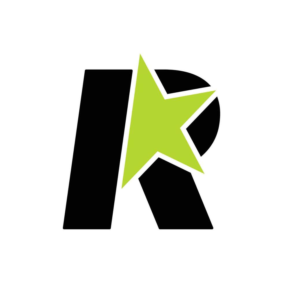 illustration logo letter r combination with star. vector