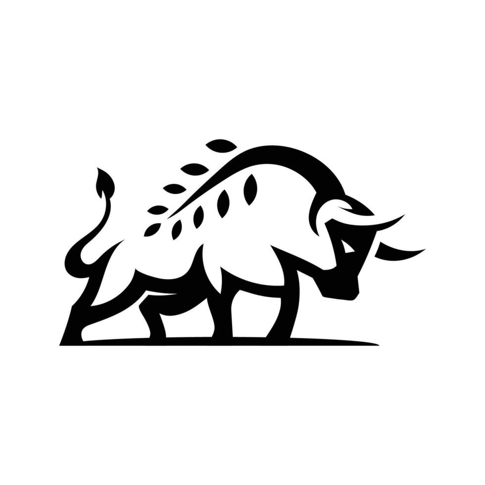 vector logo bull outline combination with farm