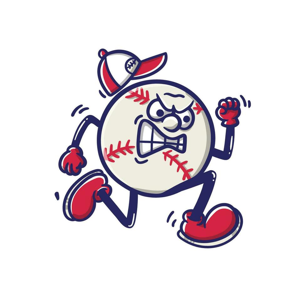 Illustration cartoon baseball ball with happy face good for t shirt design and sticker vector