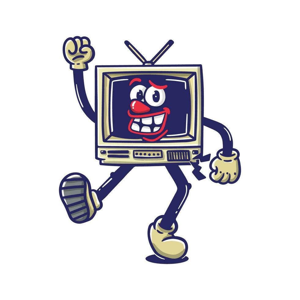 Illustration cartoon television with happy face good for t shirt design and sticker vector