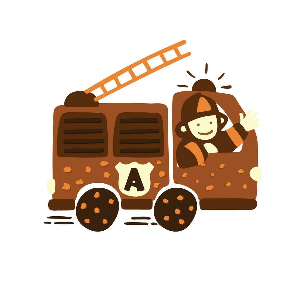ilustración dibujos animados pastel Fuegos artificiales coche bueno para pastel icono o logo diseño. vector