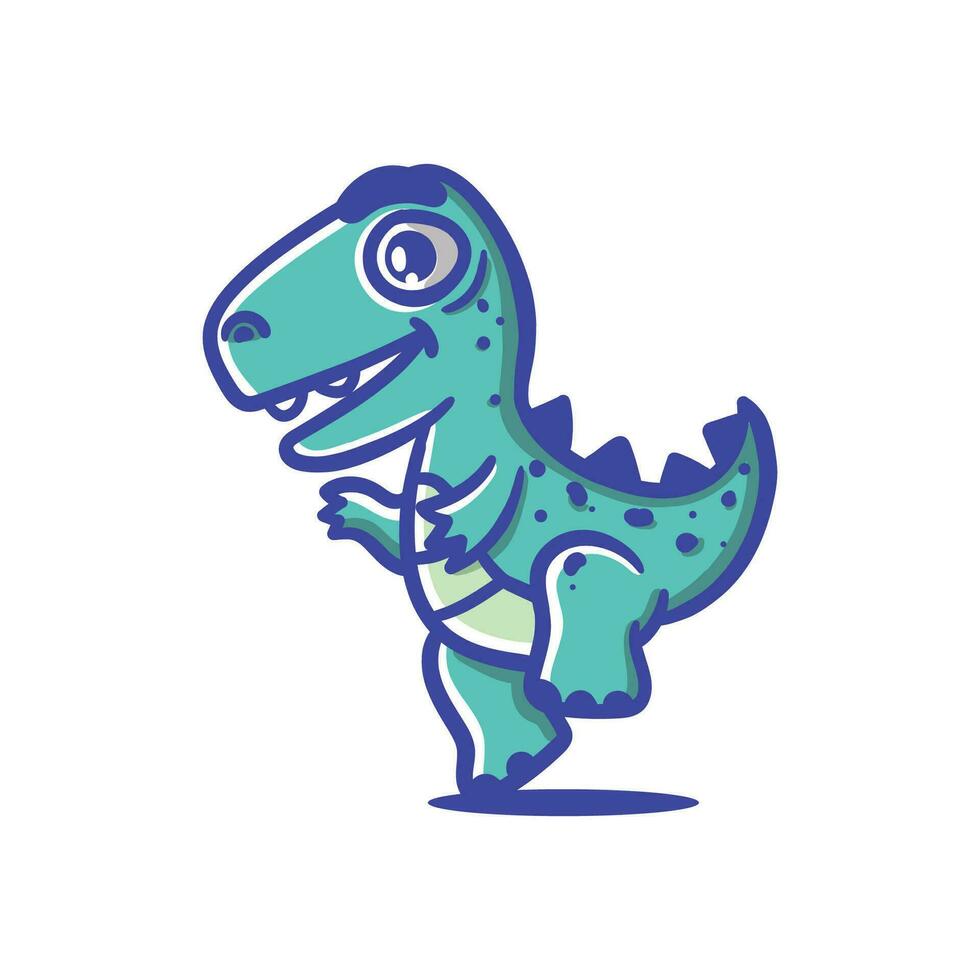 Illustration cartoon dino with happy face good for t shirt design and sticker vector