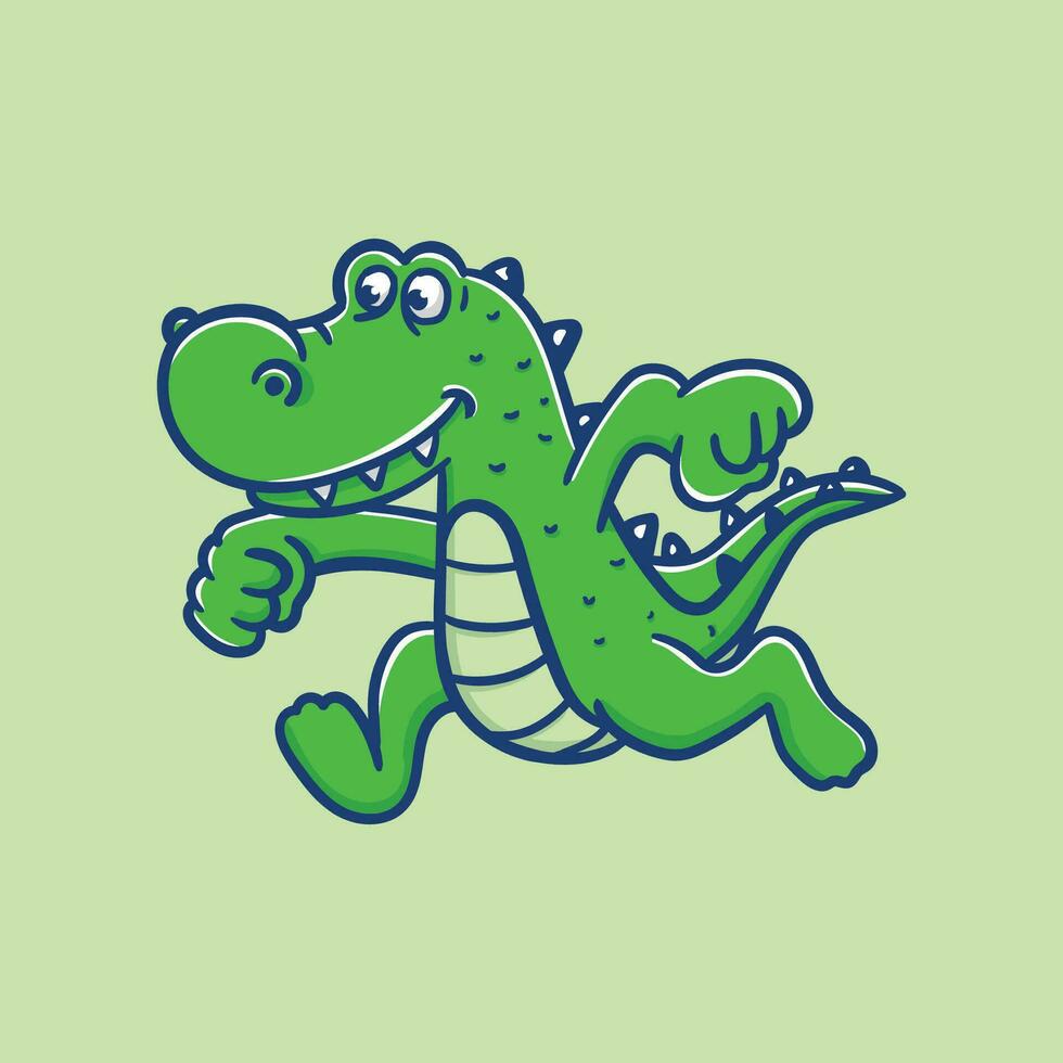 vector ilustración de corriendo cocodrilo en verde antecedentes