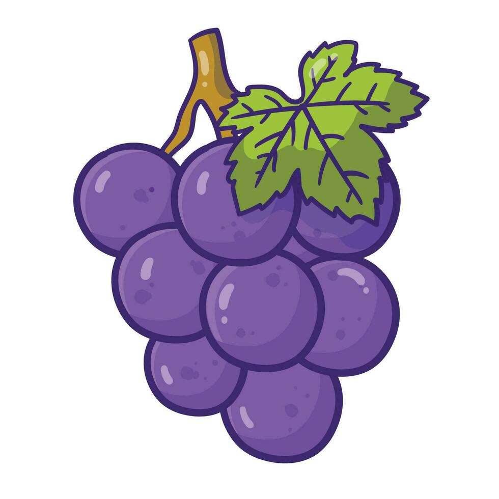 Vector grape fruit cartoon illustration flat cartoon style
