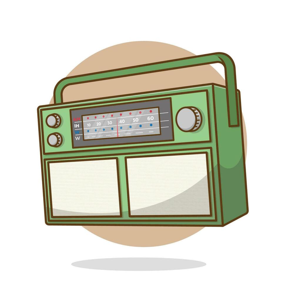 Illustration vector retro radio on white background