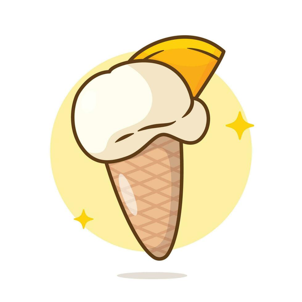 Illustration vector cartoon ice cream vanilla with orange