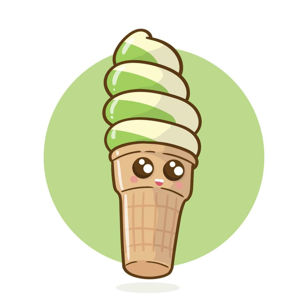 vector hielo crema cono dibujos animados icono ilustración dulce comida icono concepto aislado