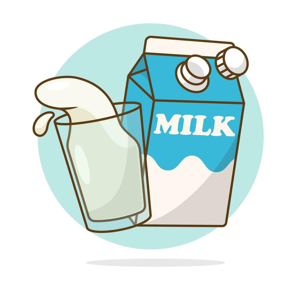 Vector milk and glass illustration breakfast time isolated concept flat cartoon style