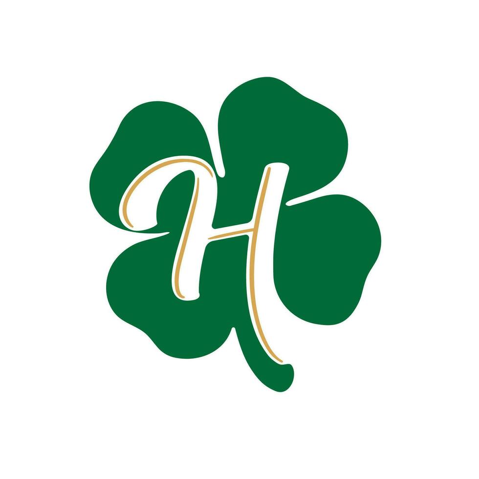 Vector logo letter h combination with clover leaf