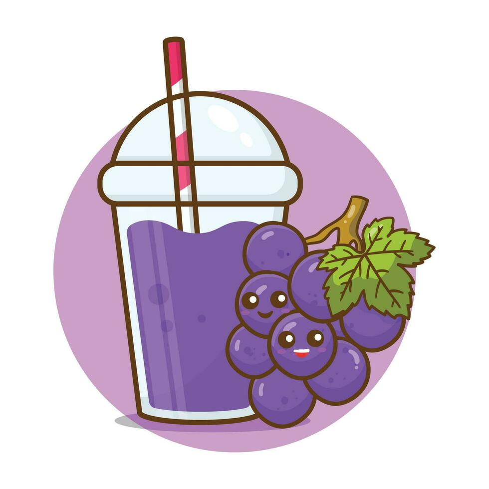 ilustración vector conjunto de clasificado Fruta jugos en vaso con uva