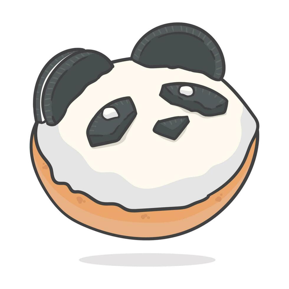 Vector illustration cute donut panda