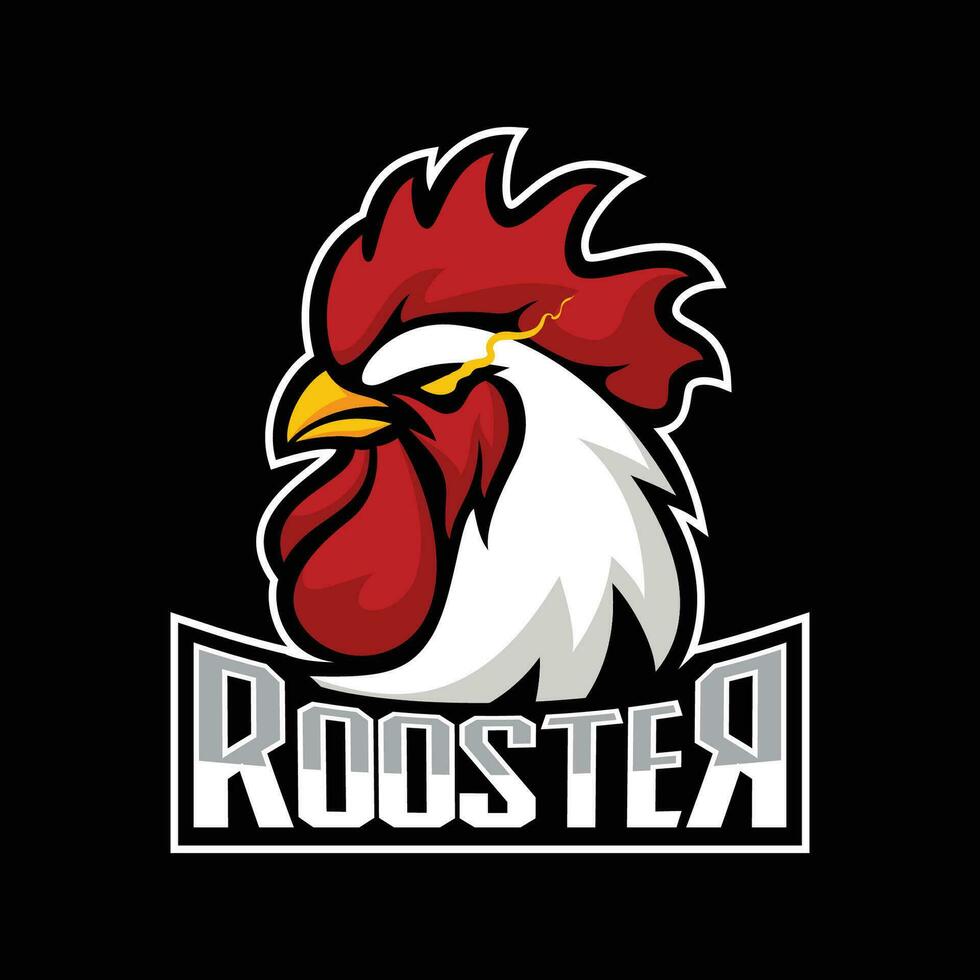Vector illustration of rooster on black background good for game logo design
