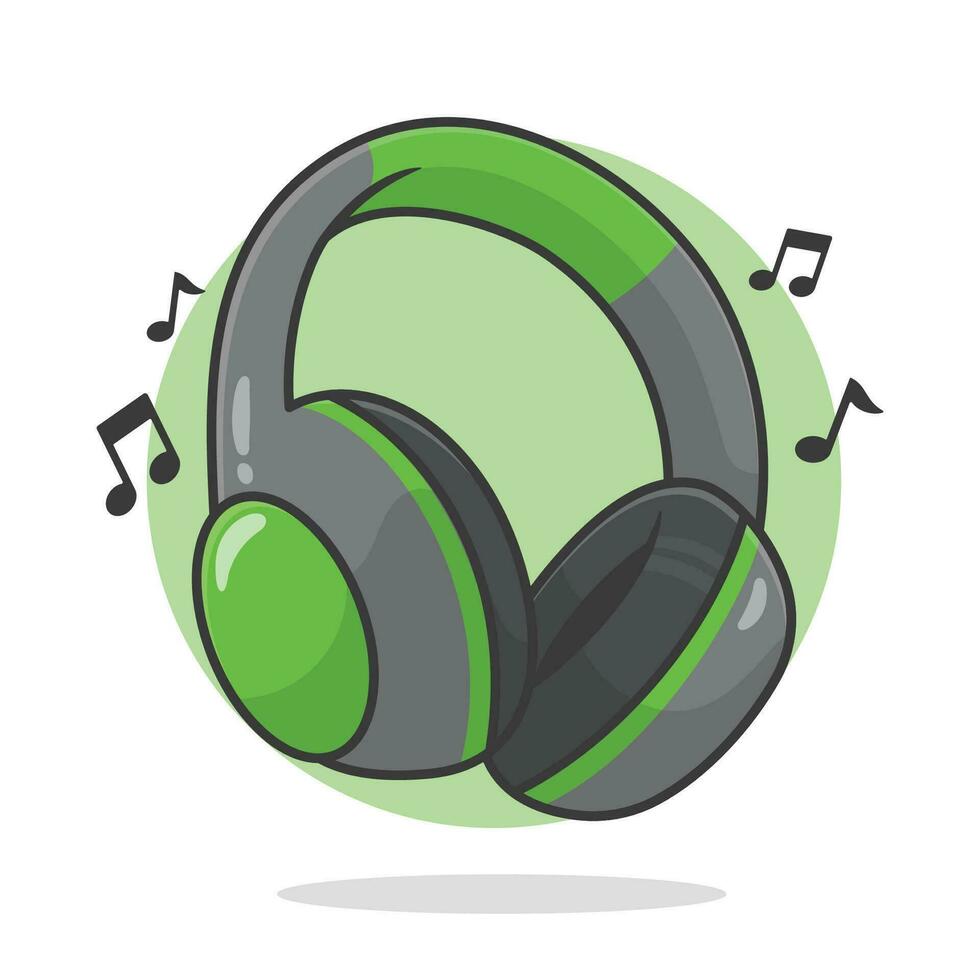 Vector headphone with music notes cartoon vector icon illustration music technology icon concept