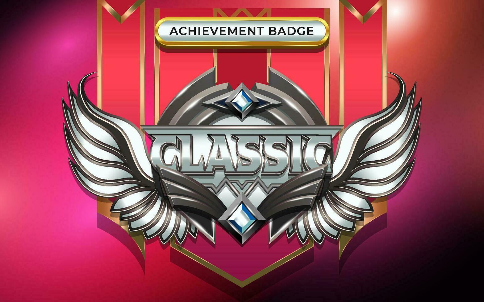 3D Classic Winged Achievement Badge vector