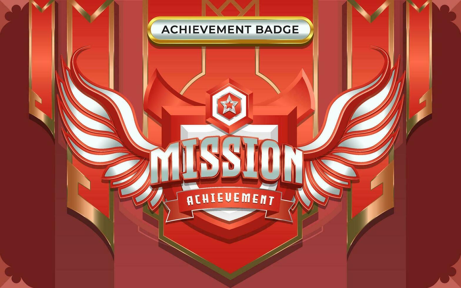 3D Mission Winged Achievement Badge vector