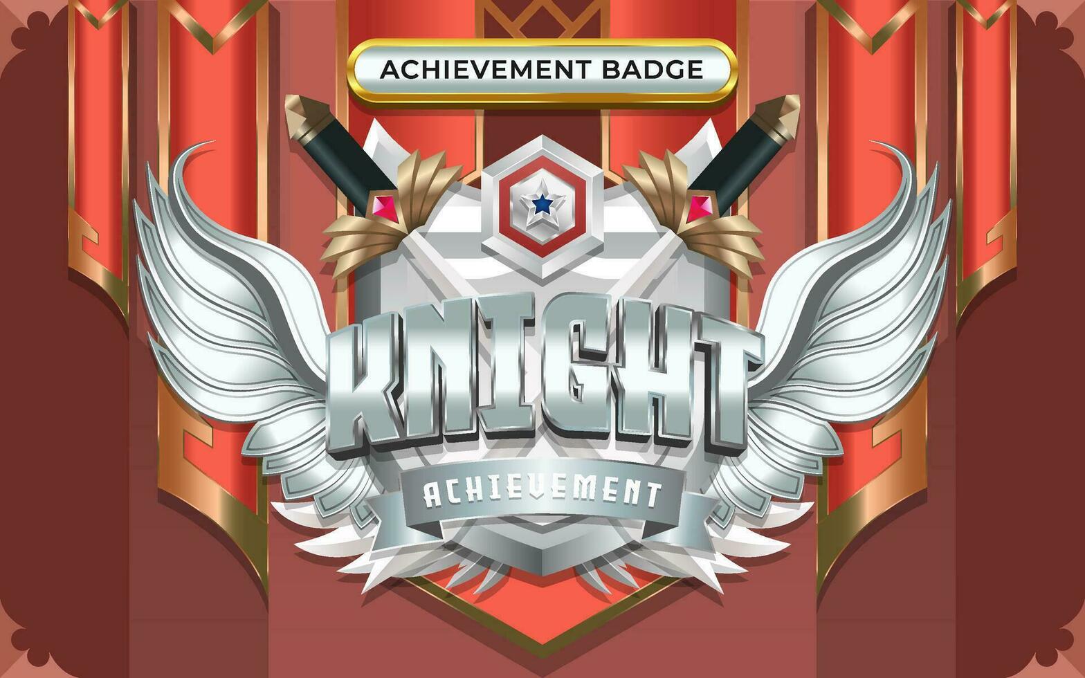 3D Knight Winged Achievement Badge vector