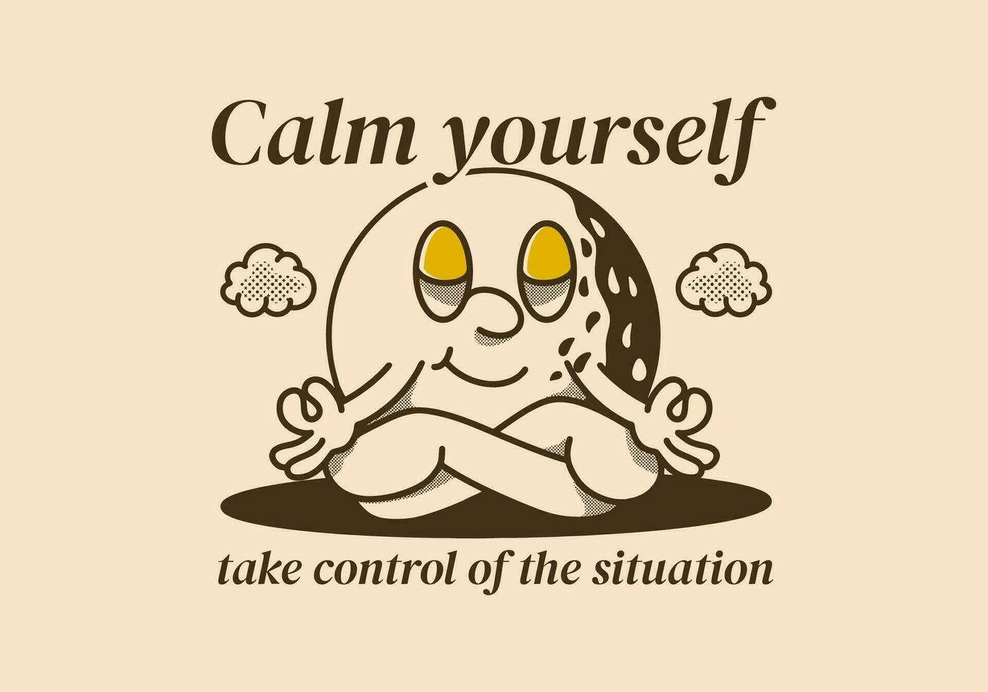 Calm yourself, take control of the situation. Mascot character of golf ball in meditation pose vector