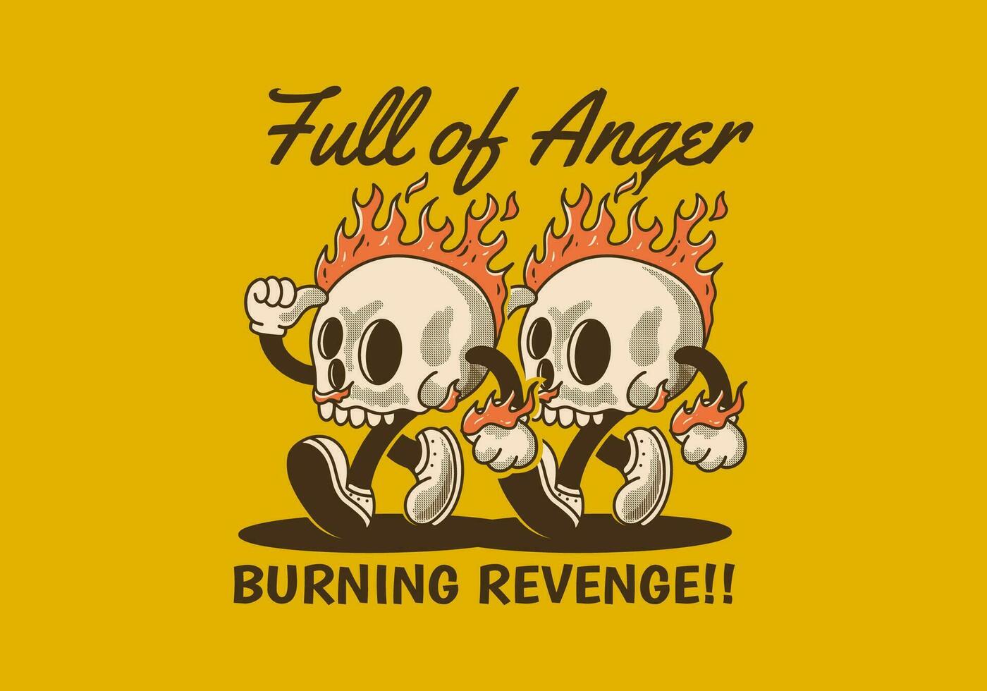 Full of anger, burning revenge. Mascot character illustration of burning skull vector