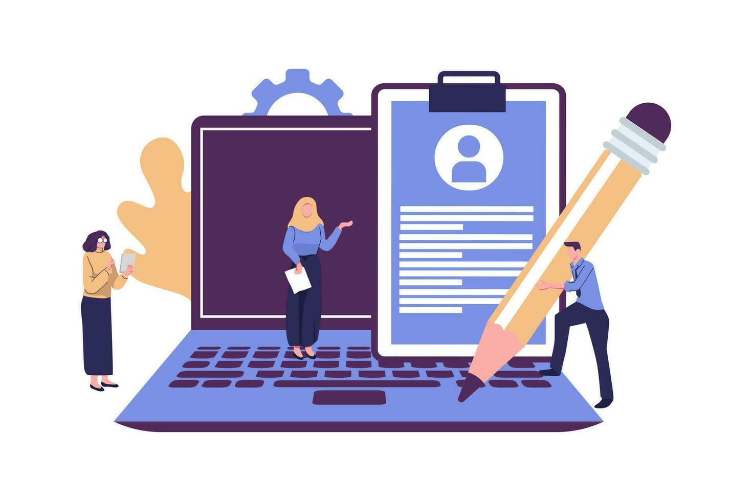 people fill the resume, data profile, form flat style illustration vector design