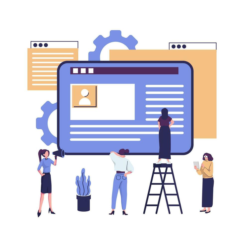 informationn retrieval, company information, news, flat illuetration vector design