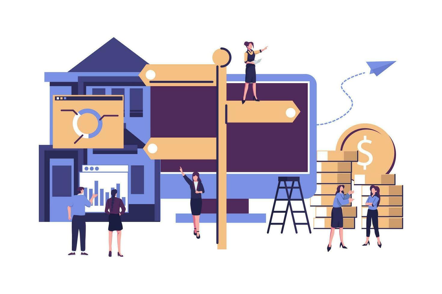 people are selecting direction choice flat style illustration vector design