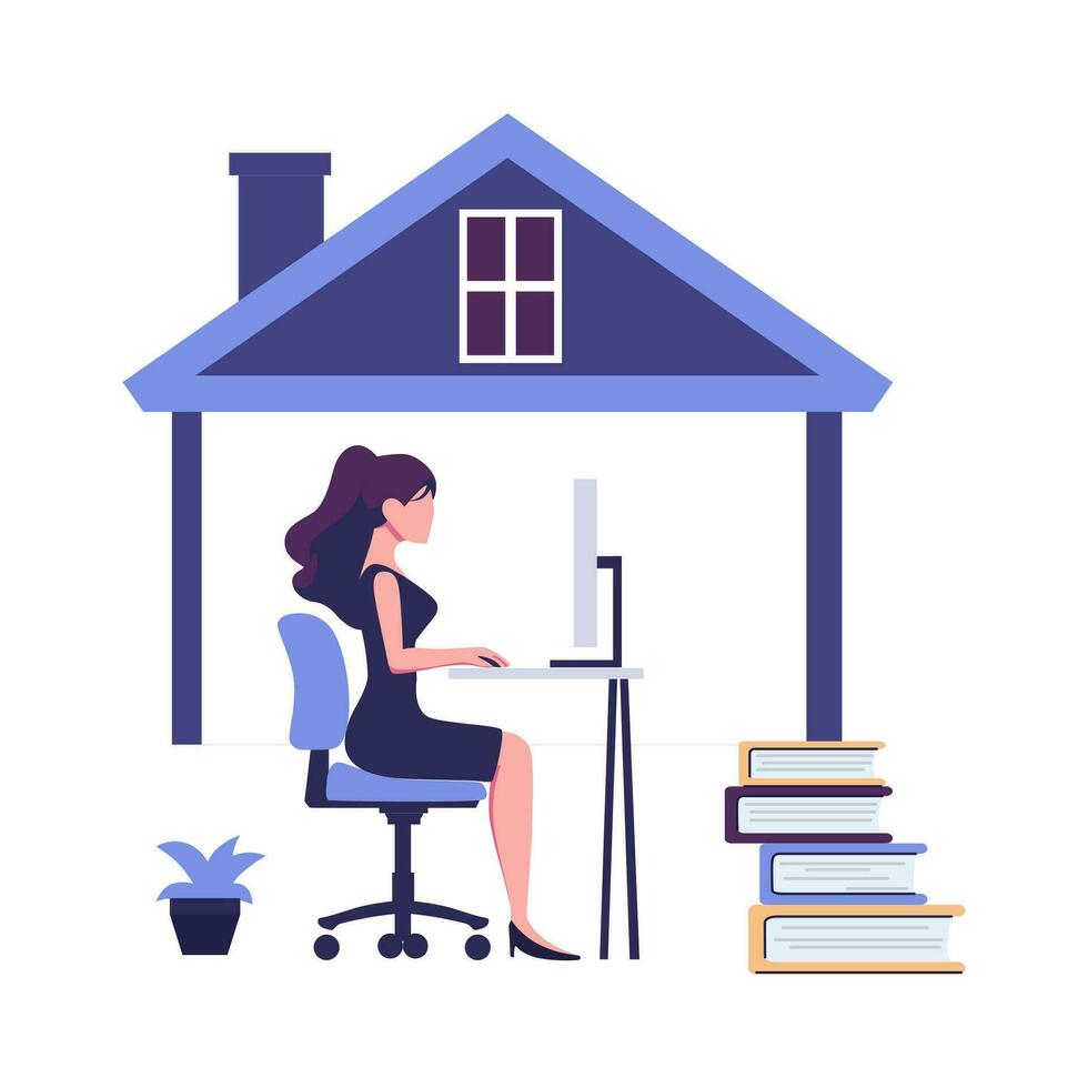 work from home, freelancing flat style illustration vector design