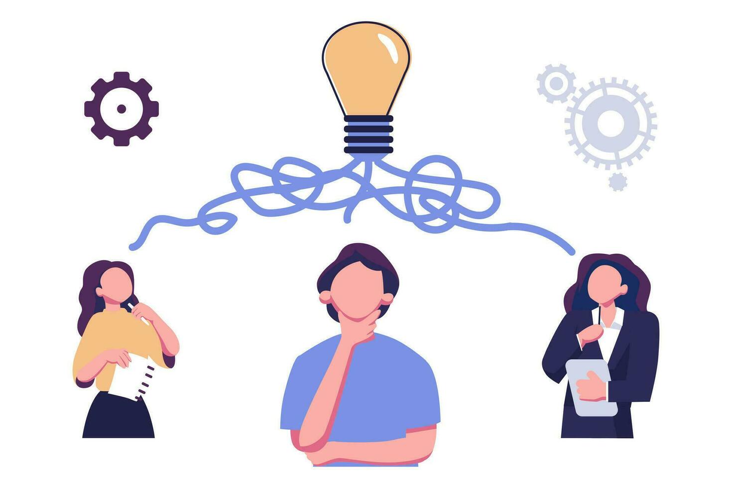 brainstorming, problem solving concept metaphore flat style illustration vector design