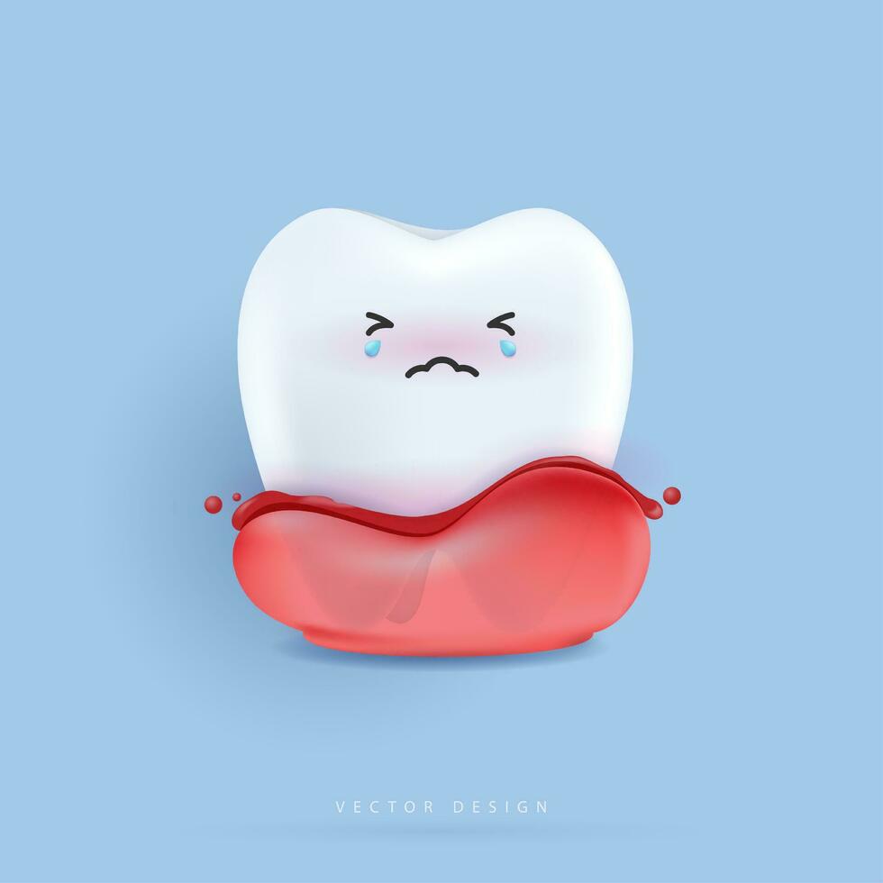 Tooth is treating big unhealthy tooth plaque, scaling, drilling plaque and caries tooth. tooth character for kids. cute dentist mascot for medical apps, websites and hospital. vector design.
