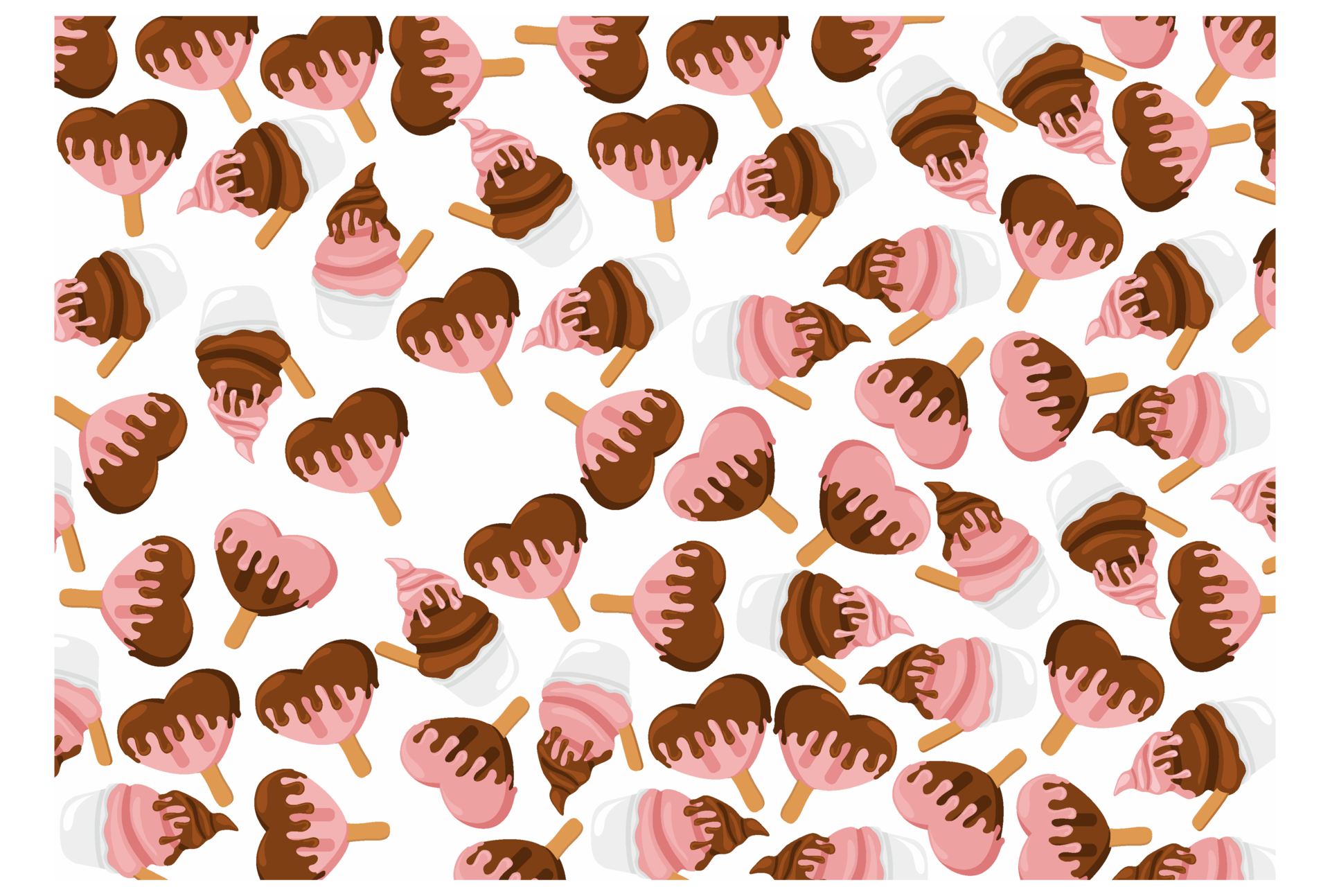 chocolate-strawberry-ice-cream-pattern-background-34466438-png