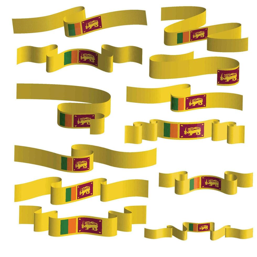 sri lanka flag ribbon banner vector set