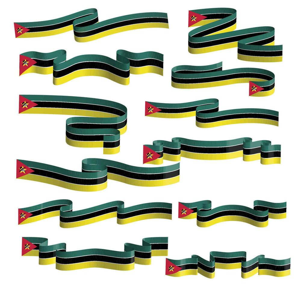 mozambique flag ribbon banner vector set