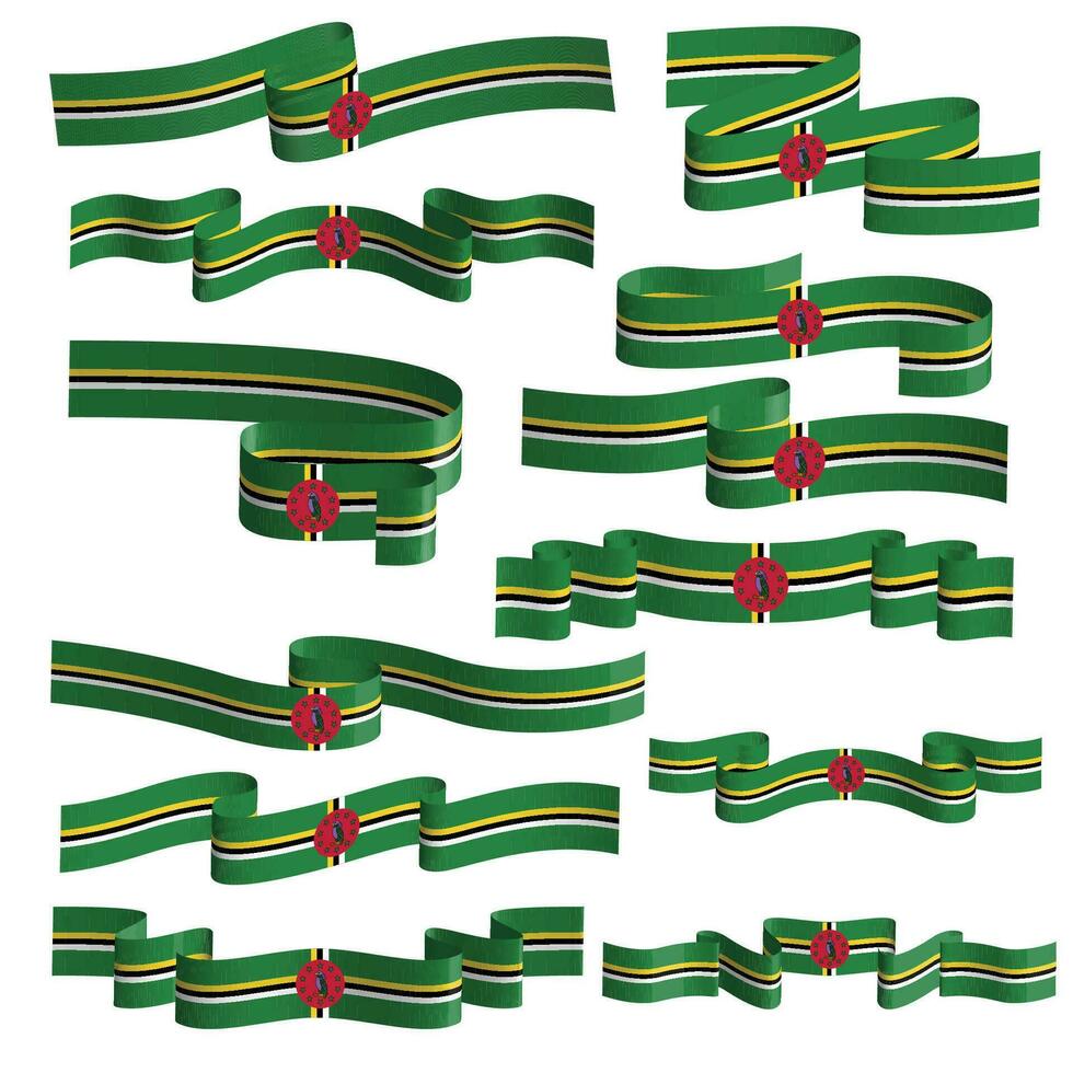 dominica flag ribbon banner vector set