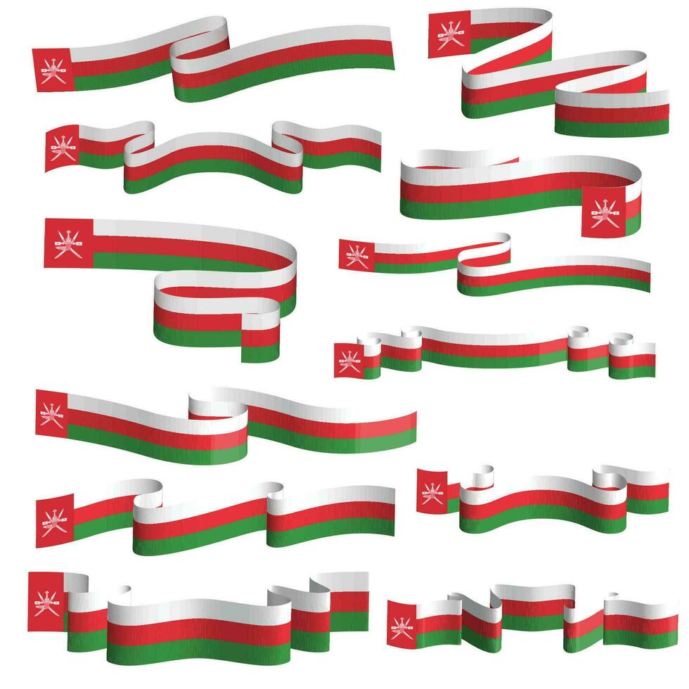 oman flag ribbon banner vector set