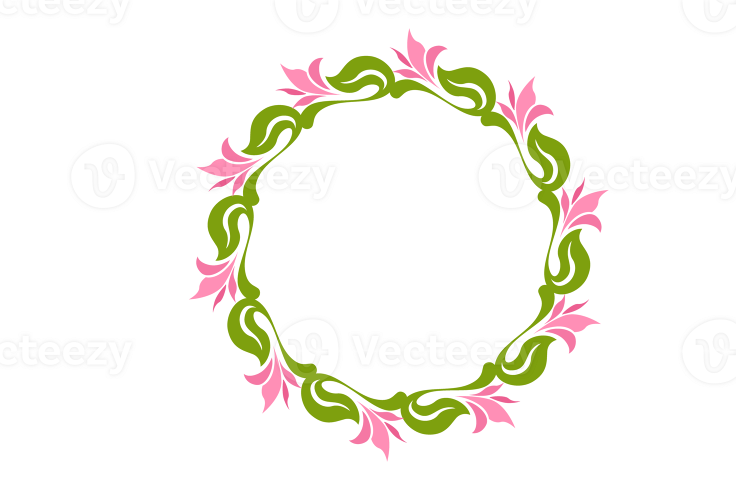 Flower Circle Ornament Border With Transparent Background png