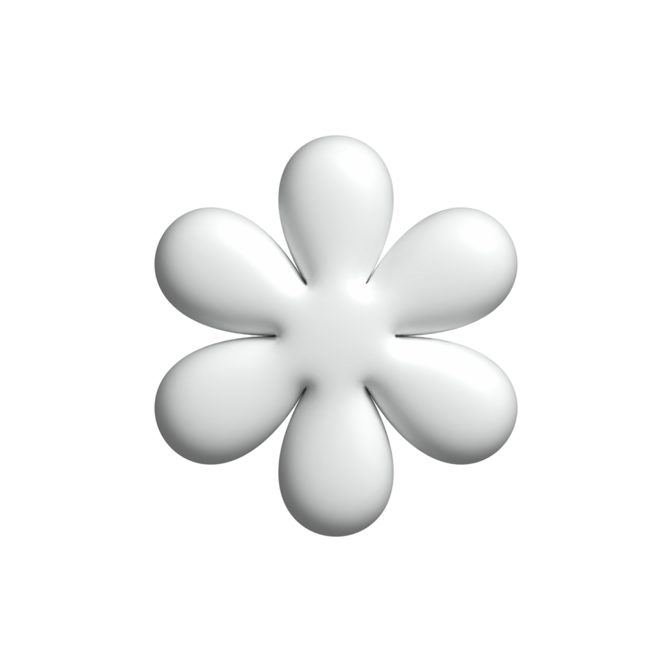 white 3d pastel flower in trendy plastic style. png