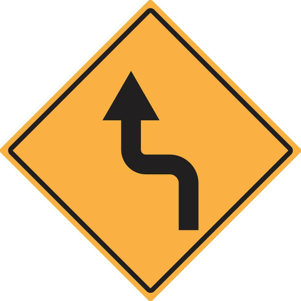 Curves ahead traffic sign vector isolated on white background
