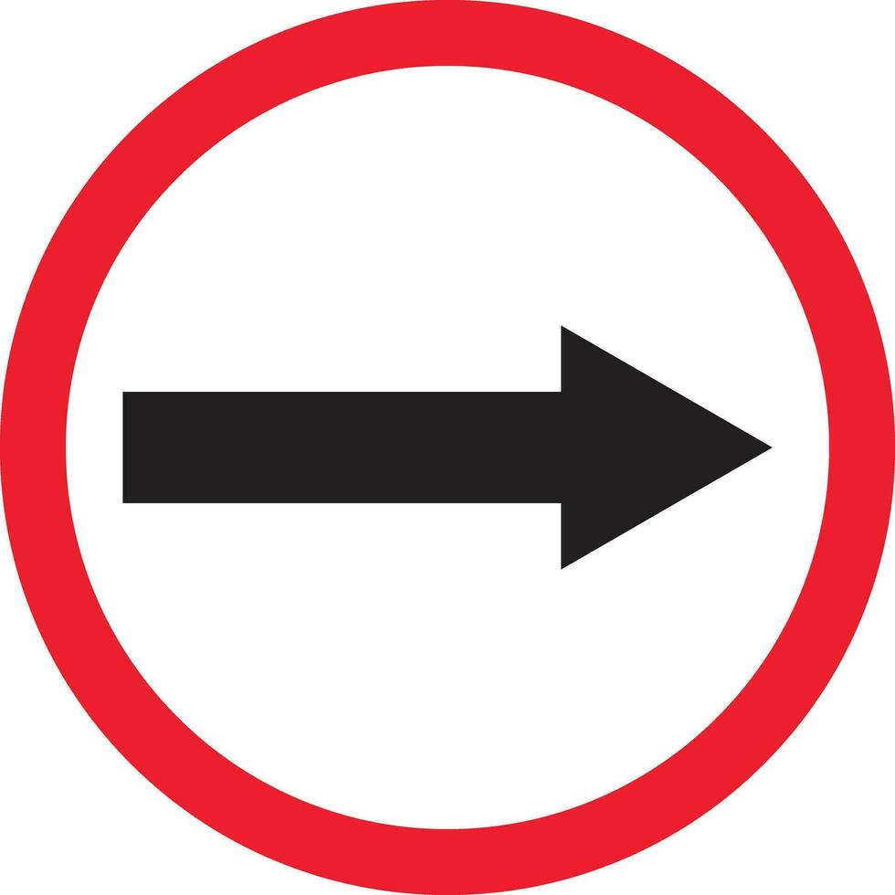 Go to the right traffic sign . Go right by the Arrows road sign vector