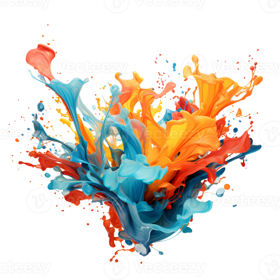 Ai generated colorful paint splashes on a transparent  background png