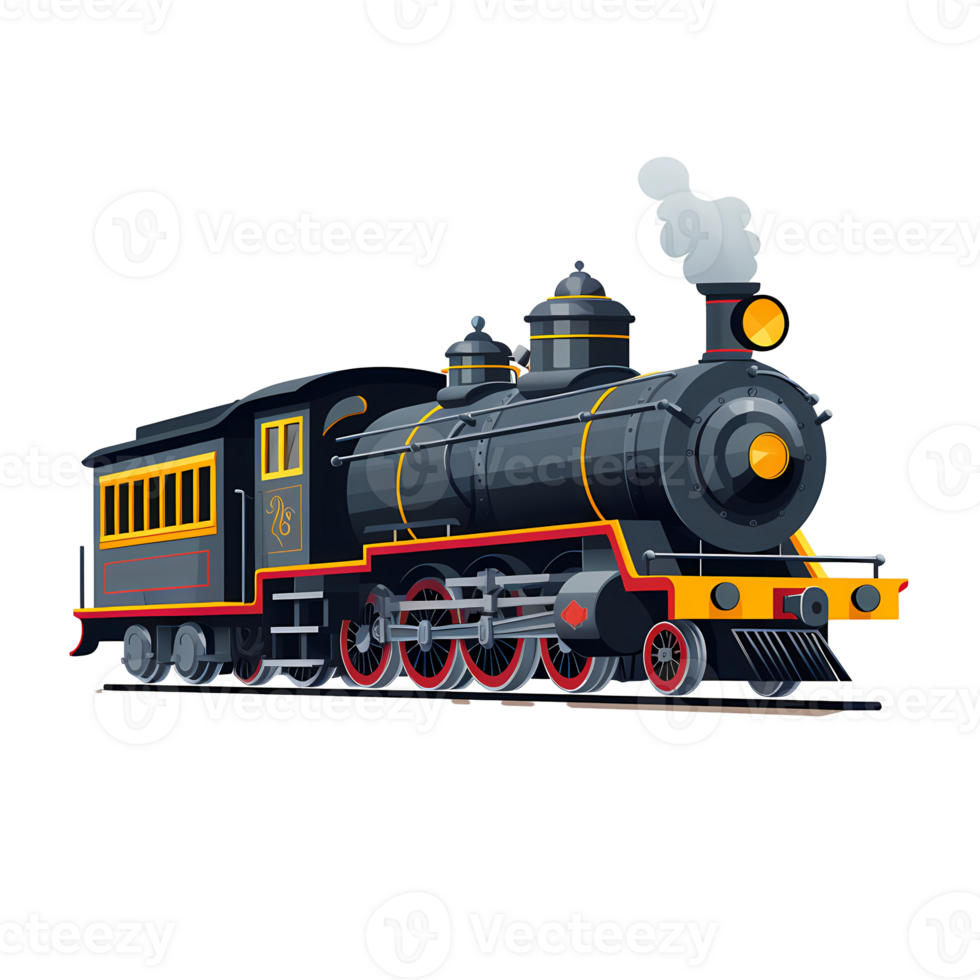 Ai generated steam locomotive train on a transparent background png