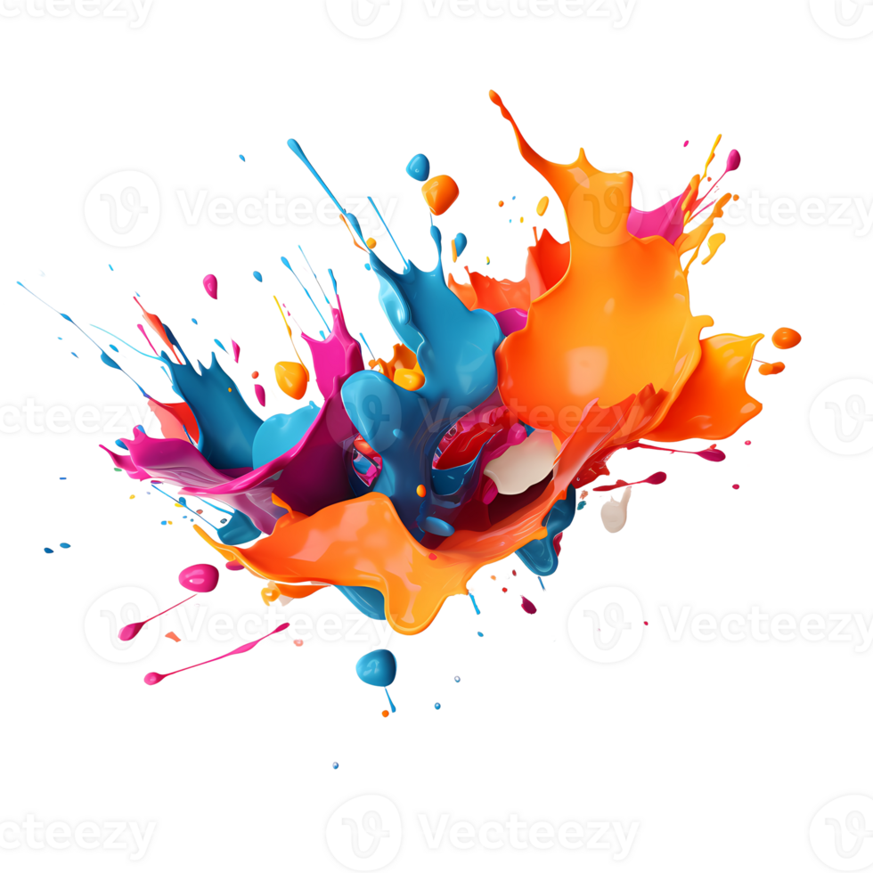 Ai generated colorful paint splashes on a transparent background png