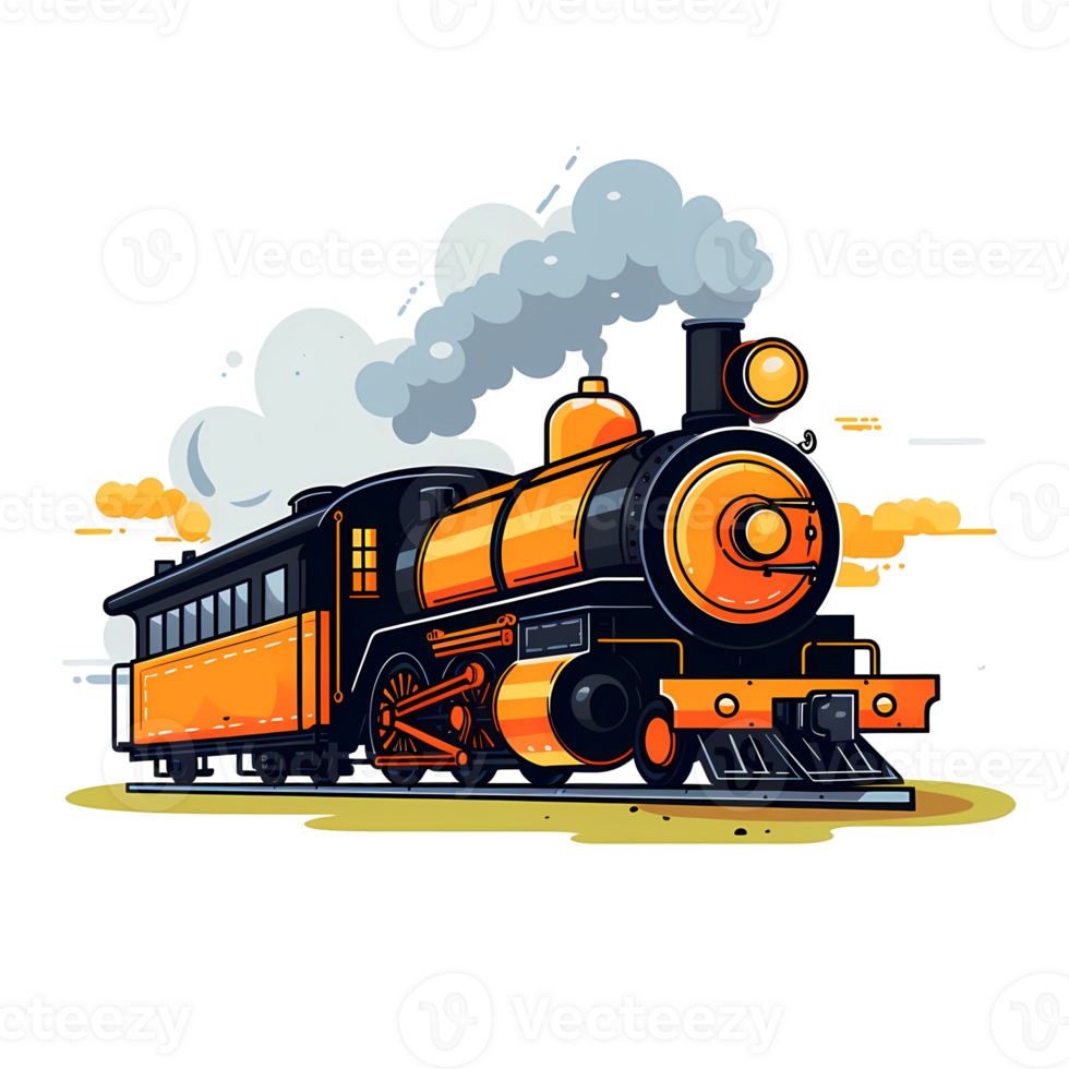 Ai generated steam locomotive train on a transparent background png