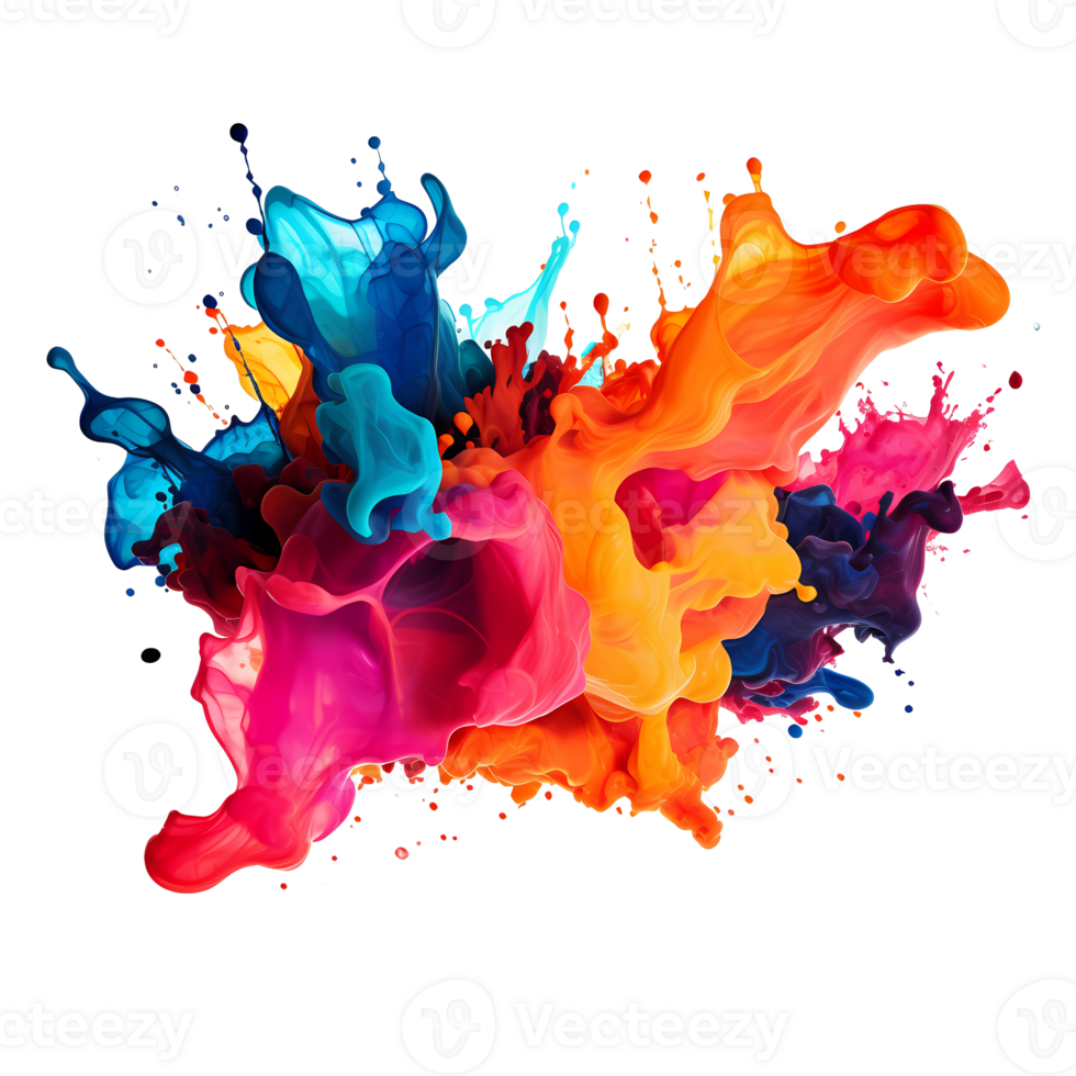 Ai generated colorful paint splashes on a transparent background png