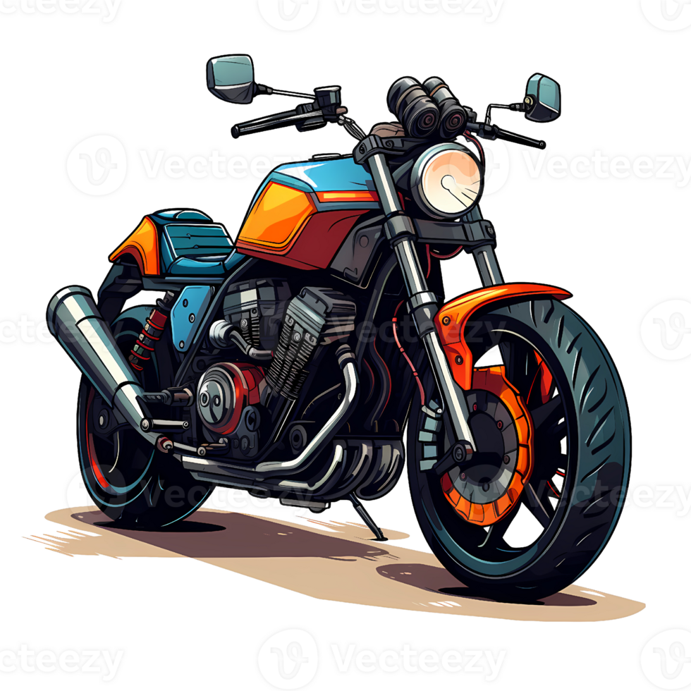 Ai generated cartoon motorcycle on a transparent background png